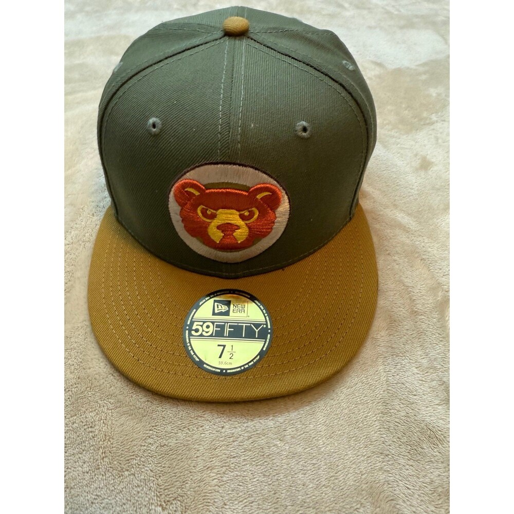 NEW ERA 59 FIFTY CHICAGO CUBS HARVEST OLIVE GREEN KHAKI FITTED HAT SZ 7 1/2